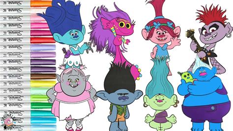 Dreamworks Trolls Coloring Book Compilation Poppy Branch Barb Biggie Dj