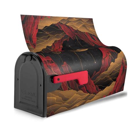 Bingfone Lunar Mountains Golden Rivers Magnetic Mailbox Cover Standard