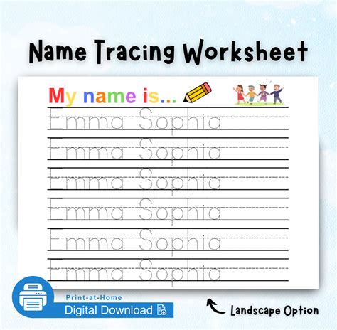 Personalized Name Tracing Worksheet Custom Name Trace Sheet Preschool