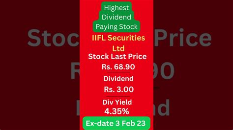 Highest Dividend Paying Stock IIFL Securities Ltd YouTube