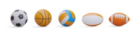 Premium Vector Set Of Realistic Sports Balls Round And Oval