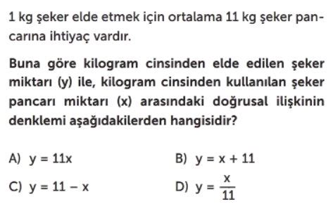 8 Sınıf Doğrusal Denklemler Test Çöz Çözümlü Sorular Lgs Matematik