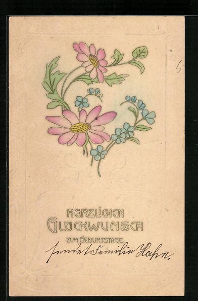 Präge AK Herzlichen Glückwunsch zum Geburtstag Blumen Nr 11710972