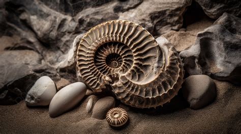 Spherical Ammonites In The Sand Background Fossil Picture Background