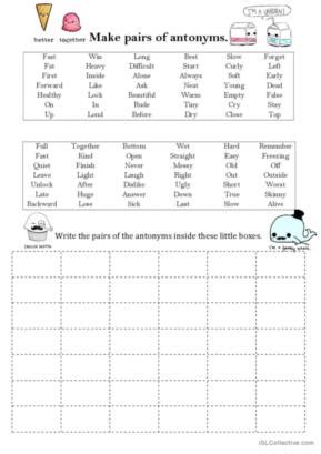 Opposites Antonyms English Esl Worksheets Pdf Doc