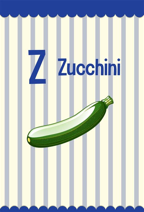 Alphabet Flashcard With Letter Z For Zucchini 2701750 Vector Art At