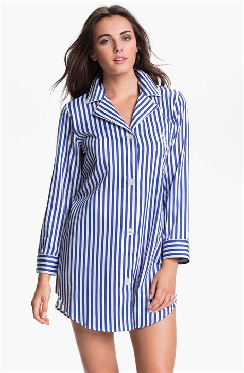 Lauren Ralph Lauren Sleepwear Stripe Sateen Nightshirt Nordstrom