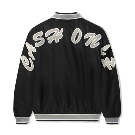 Cash Only Spell Out Bomber Jacket Black Beyond