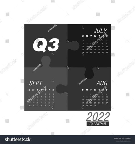 Third Quarter Calendar 2022 Stock Vector (Royalty Free) 2043574946