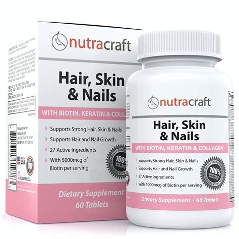 #1 Hair, Skin & Nails Supplement with 5000mcg of Biotin, Keratin ...