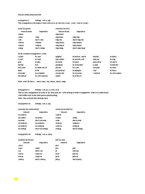 Polish Conjugation Pdf