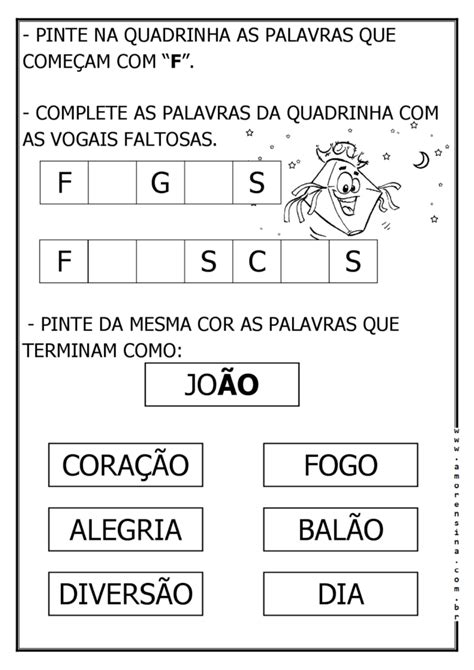 QUADRINHA DE SÃO JOÃO 2º PERÍODO 1º ANO Word Search Puzzle Diagram