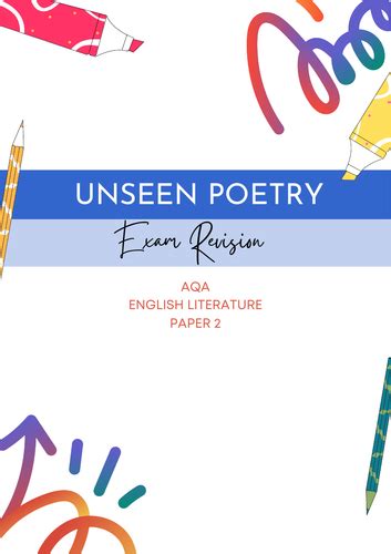 Unseen Poetry Exam Revision Booklet Aqa Teaching Resources