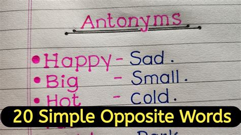 20 Simple Antonyms For Kids Antonyms For Students Opposite Words