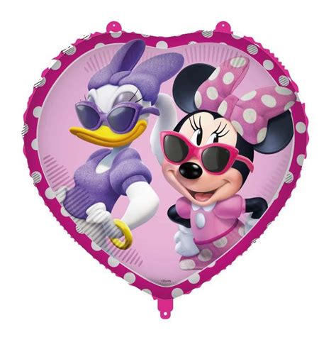 Palloncino In Mylar Cuore Minnie Daisy Con Pesetto Incluso