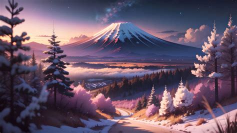 X Mount Fuji Dreamy Digital Art Laptop Full Hd P Hd K