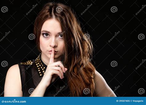 Secret Woman Girl Showing Hand Silence Sign Stock Image Image Of