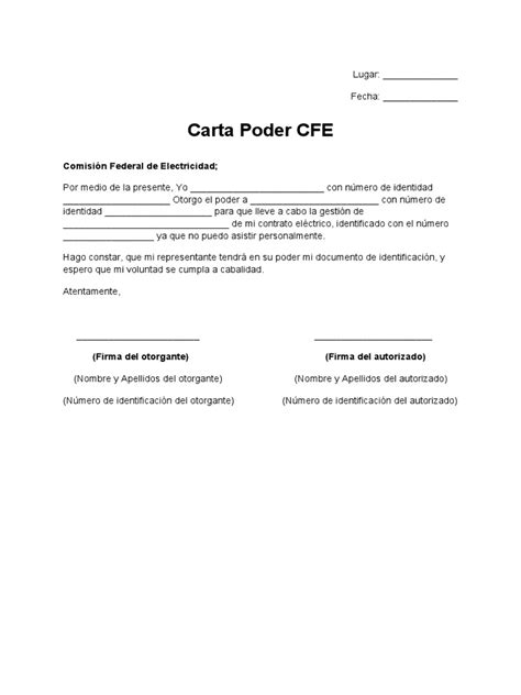 Carta Poder Cfe Pdf