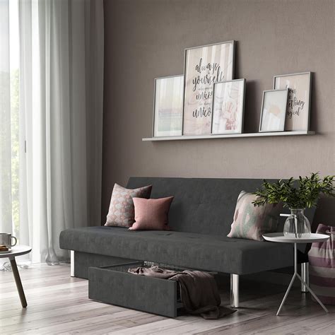 DHP Sola Convertible Sofa Futon with Storage Drawers for Small Space ...