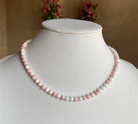 Pink Conch Shell Necklace Natural Pink Queen Conch Shell Round Ball Mm