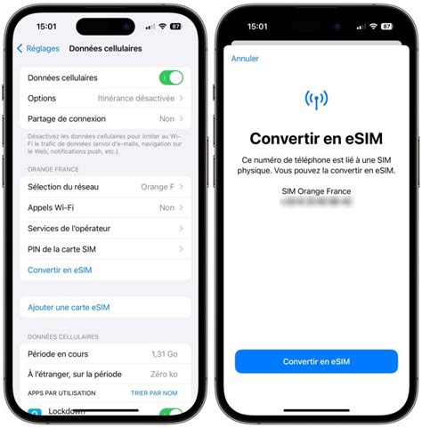Orange Sosh convertir une carte SIM en eSIM depuis les réglages de l