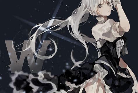 RWBY Skirt Pigtails Anime Girls White Hair Artwork Fan Art