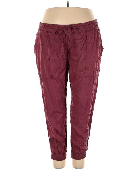 Gap 100 Lyocell Solid Maroon Burgundy Casual Pants Size Xxl 70 Off