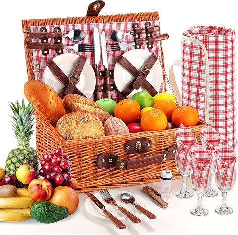 Large Wicker Picnic Basket Set For Person With Double Handles China