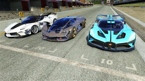 Lamborghini Terzo Millennio Vs Bugatti Bolide Vs Ferrari FXX K Evo At