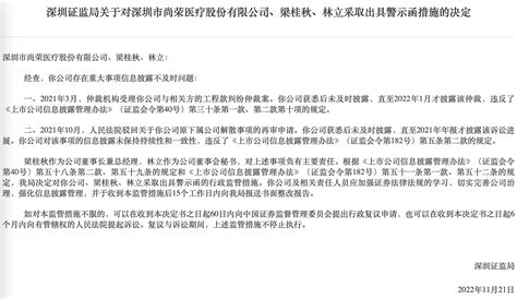 V观财报｜尚荣医疗及董事长、董秘被警示：重大事项信披不及时公司深圳市信息披露