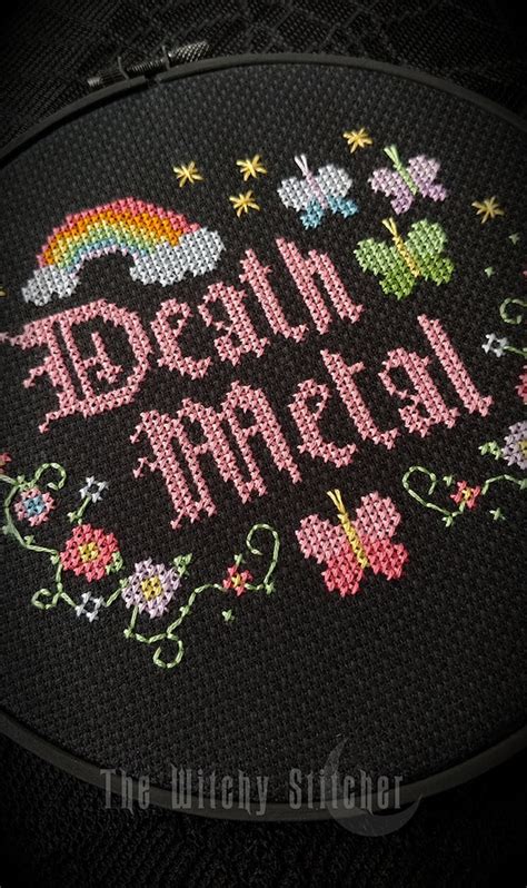 Death Metal Gothic Cross Stitch Pattern Hail Satan Black Etsy