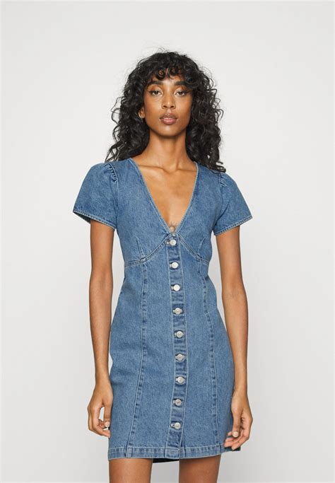 Levi S Erin Mini Dress Robe En Jean Indigo Stonewash Denim Bleu