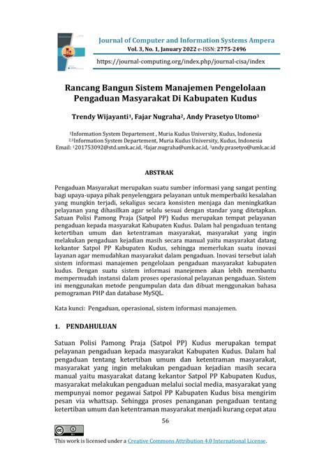 PDF Rancang Bangun Sistem Manajemen Pengelolaan Pengaduan Masyarakat