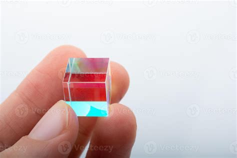 Optical Glass Cube In Hand Light Dispersion Spectrum Physics Optics