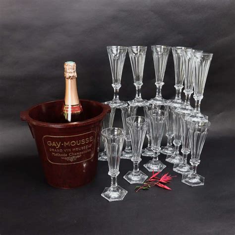 16 Baccarat Crystal Champagne Flutes