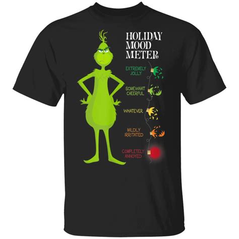 The Grinch Christmas Light Mood Reader T Shirt Xmas Gifts Tee Funny ...