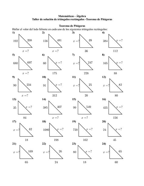 Teorema De Pitagoras Ejercicios Images
