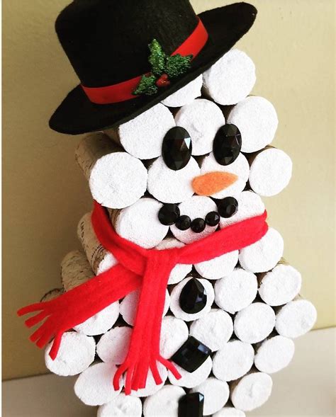 Rustic Snowman Cork Snowman Snowman Decor Country Snowman Etsy Wine Cork Crafts