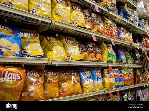 Potato Chips On Display In A Grocery Store Stock Photo Alamy