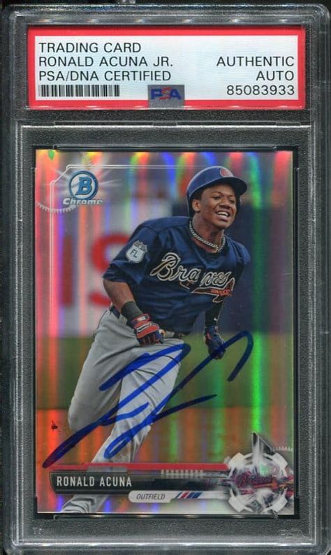 Autographed Bowman Draft Chrome Refractor Bdc Ronald Acuna Jr