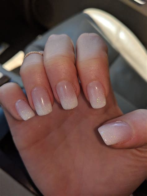 Sns Ombre Glitter French Manicure Sparkly Ombre Nails Glitter Fade Nails Pink White Nails