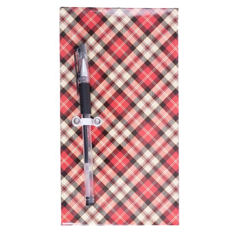 Hard Cover Memo Pad With Gel Pen 300 Pages Festive Plaid Rossy