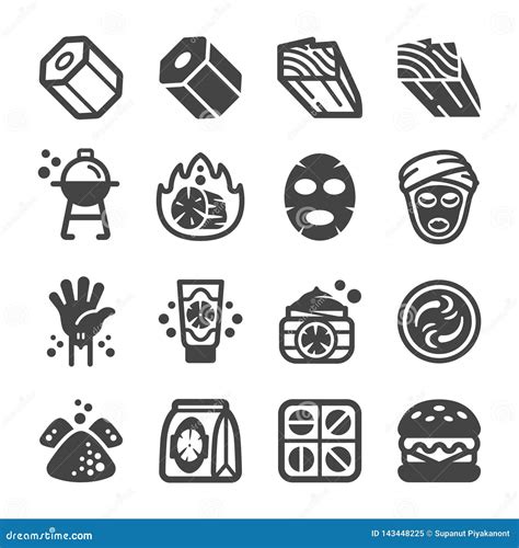 Charcoal Icon Set Stock Vector Illustration Of Facial 143448225