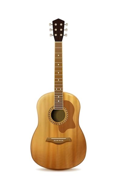 Free Vector Realistic Vector Icon Acoustic Wooden Guitar Isolated On White Background