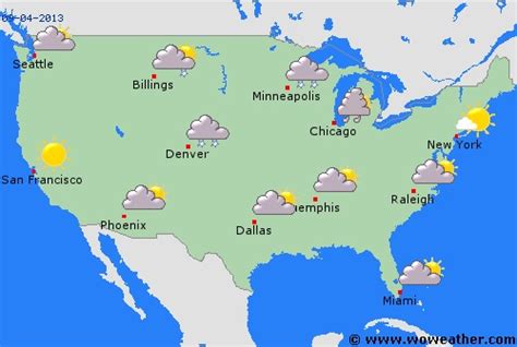 the weather map for the united states with different clouds and sun in ...