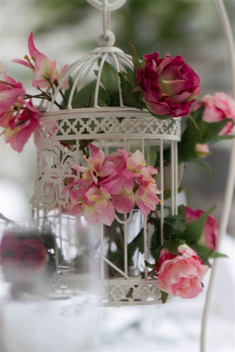 Beautiful Bird Cage Table Centrepiece For The Reception Filled With