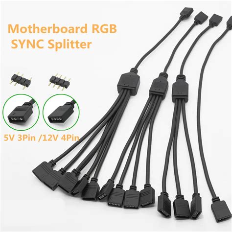 Motherboard RGB SYNC Splitter 12V 4Pin RGB 5V 3Pin ARGB SYNC HUB