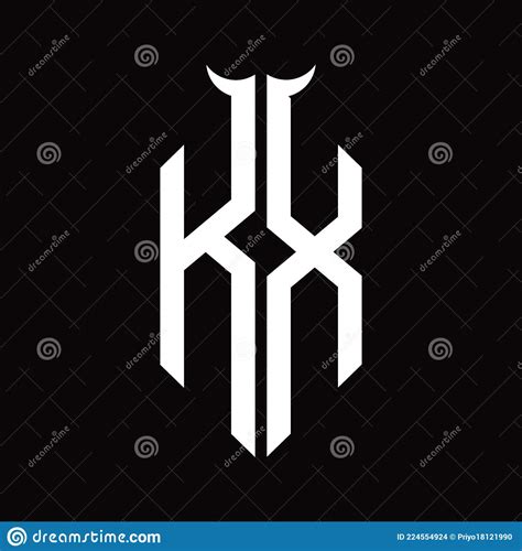 KX Logo Monogram With Horn Shape Isolated Black And White Design