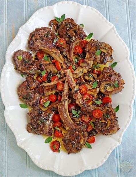 Marinated Greek Lamb Chops With Mushrooms And Tomatoes