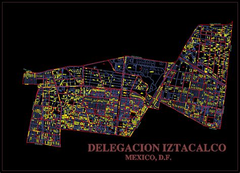 Plano Delegacional Iztacalco Mexico Df En Dwg 28072 Kb Librería Cad